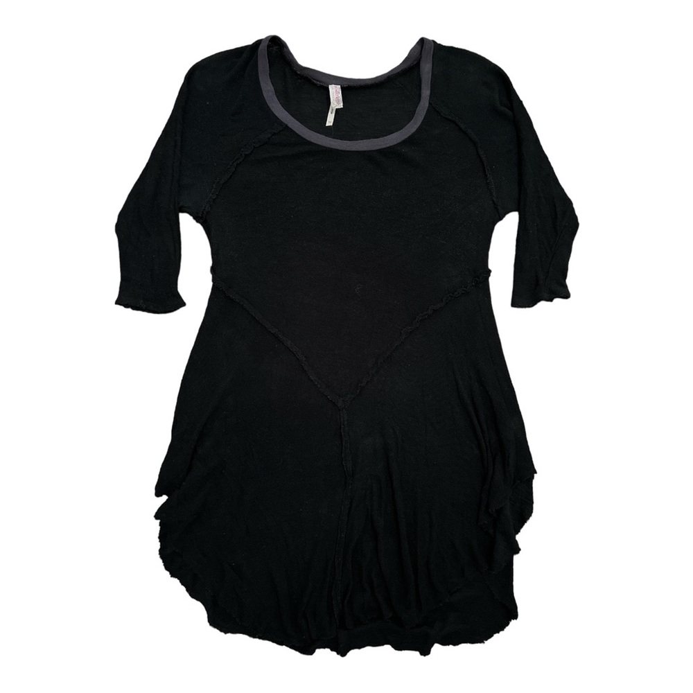 Free People XS Intimately Weekends Black 3/4 Sleeve Knit Top